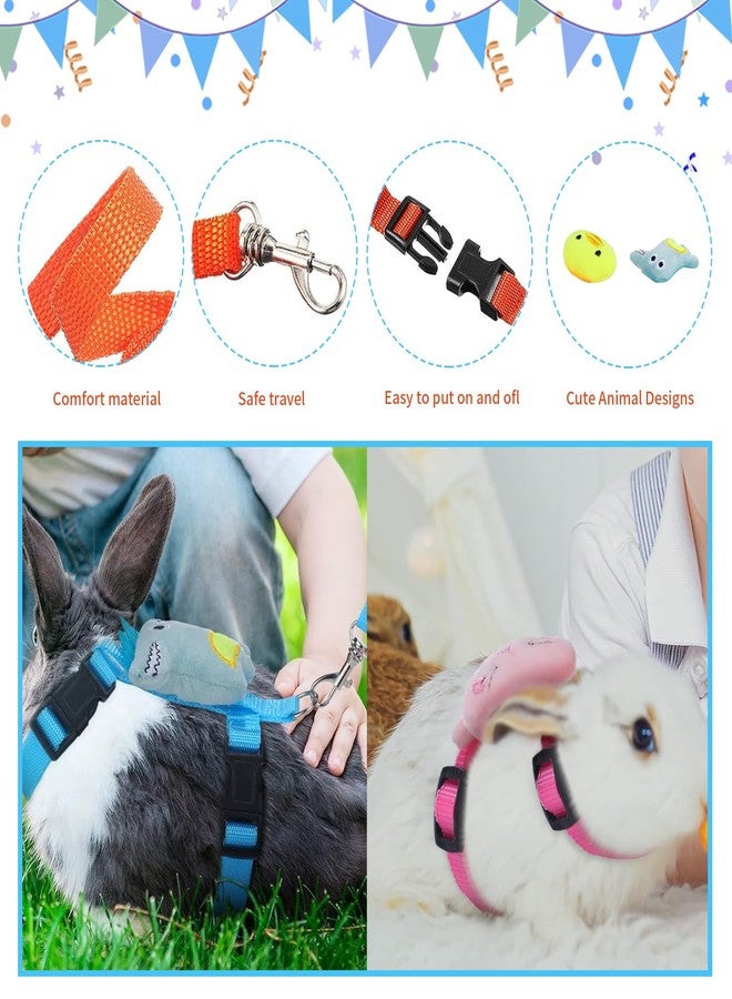 XPAPOV Set of 4 Adjustable Rabbit Harness and Leash for Small Pets, Ferret Leash with Decorations for Rabbit, Kitten, Puppy - Image 5